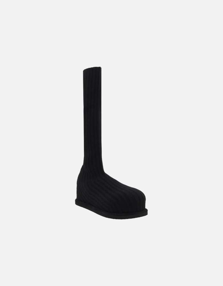 Wool Veneda Stretch Boots with Ribbed Stocking Effect Women - Black