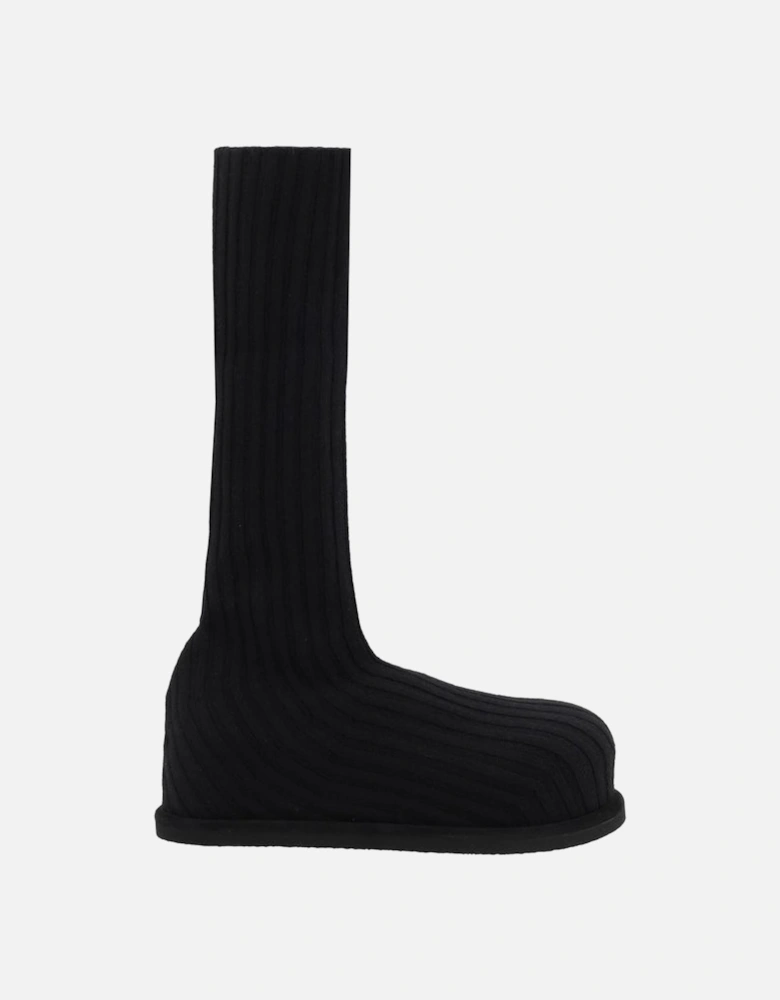 Wool Veneda Stretch Boots with Ribbed Stocking Effect Women - Black
