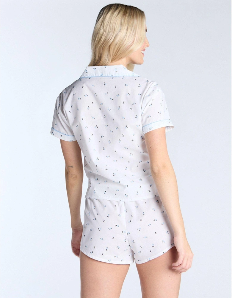 Ditsy Floral Ss & Short Revere Set - White Mix