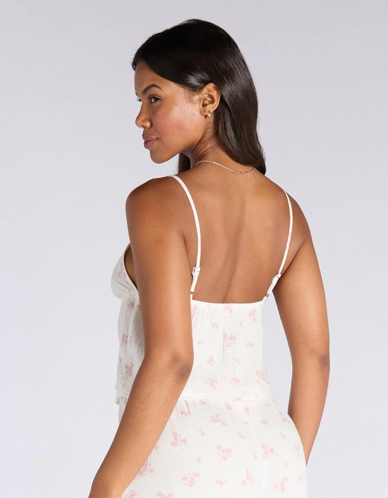 Vintage Floral Cami & Short Pyjama Set - Ivory Mix