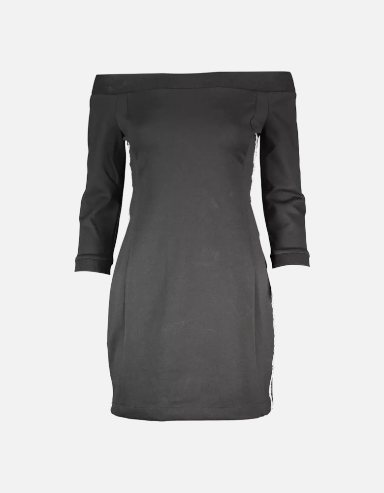 Bare-Shoulder Short Dress with Contrasting Details and Logo Women -