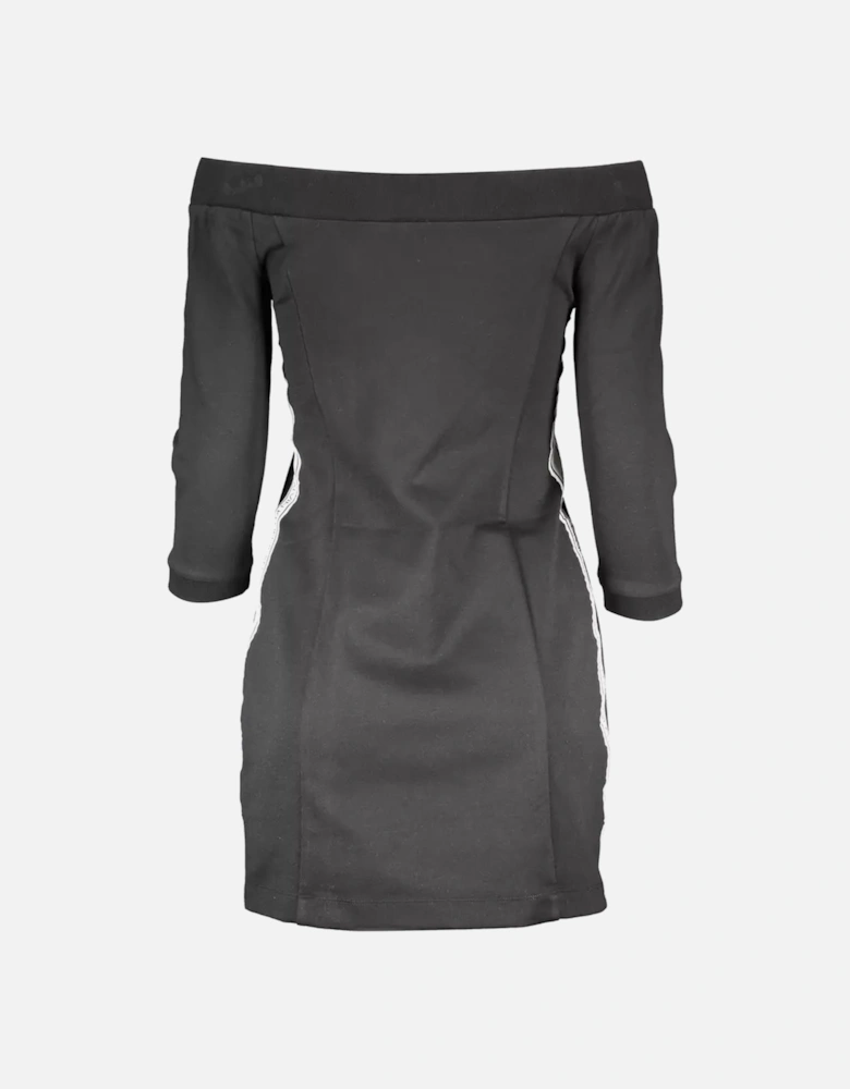 Bare-Shoulder Short Dress with Contrasting Details and Logo Women -