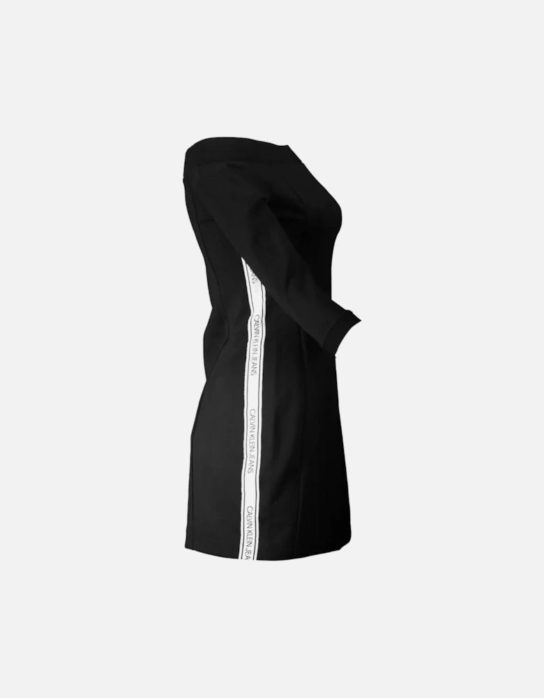 Bare-Shoulder Short Dress with Contrasting Details and Logo Women -