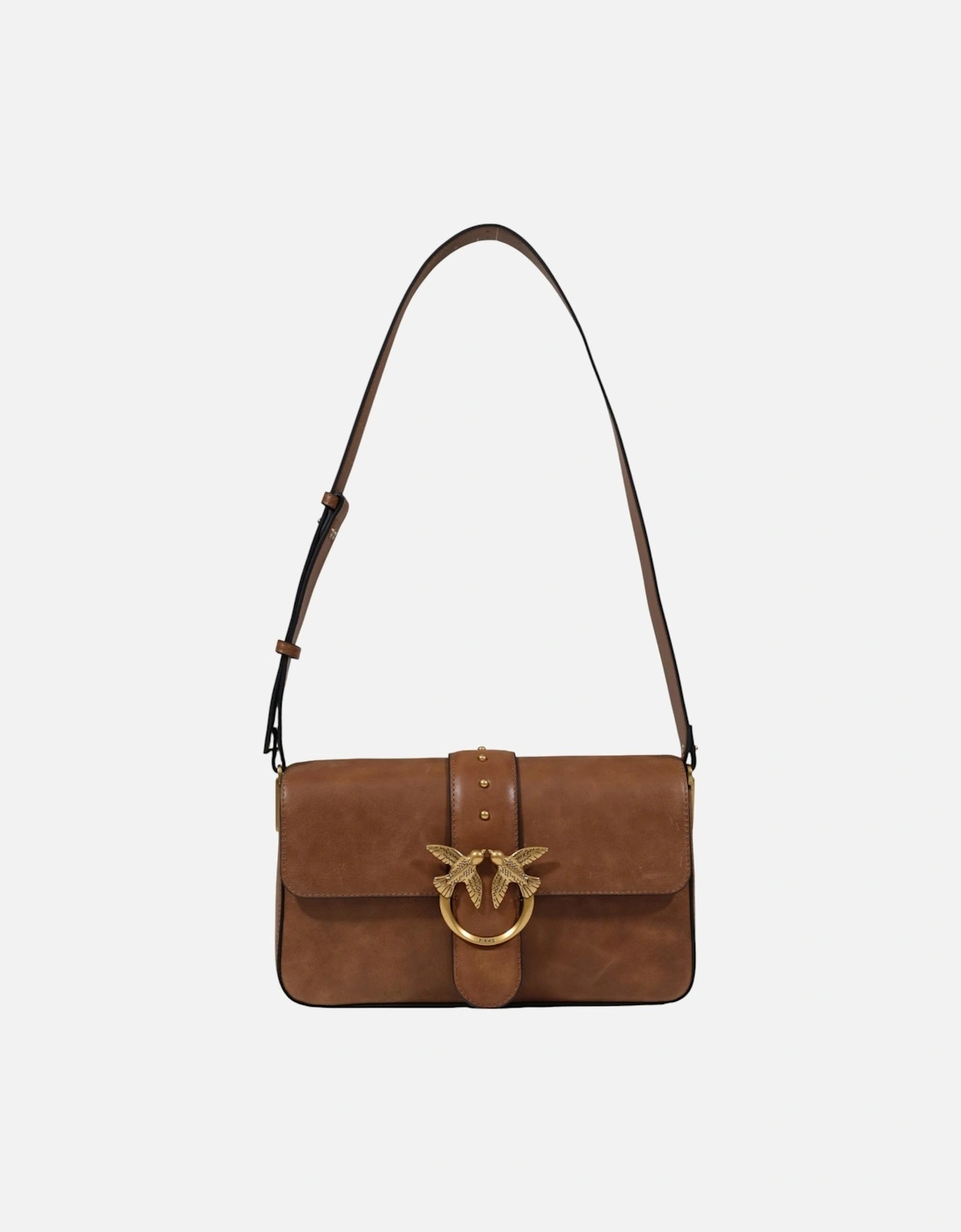 Leather Shoulder Bag with Inside Pockets Women - Brown, 4 of 3