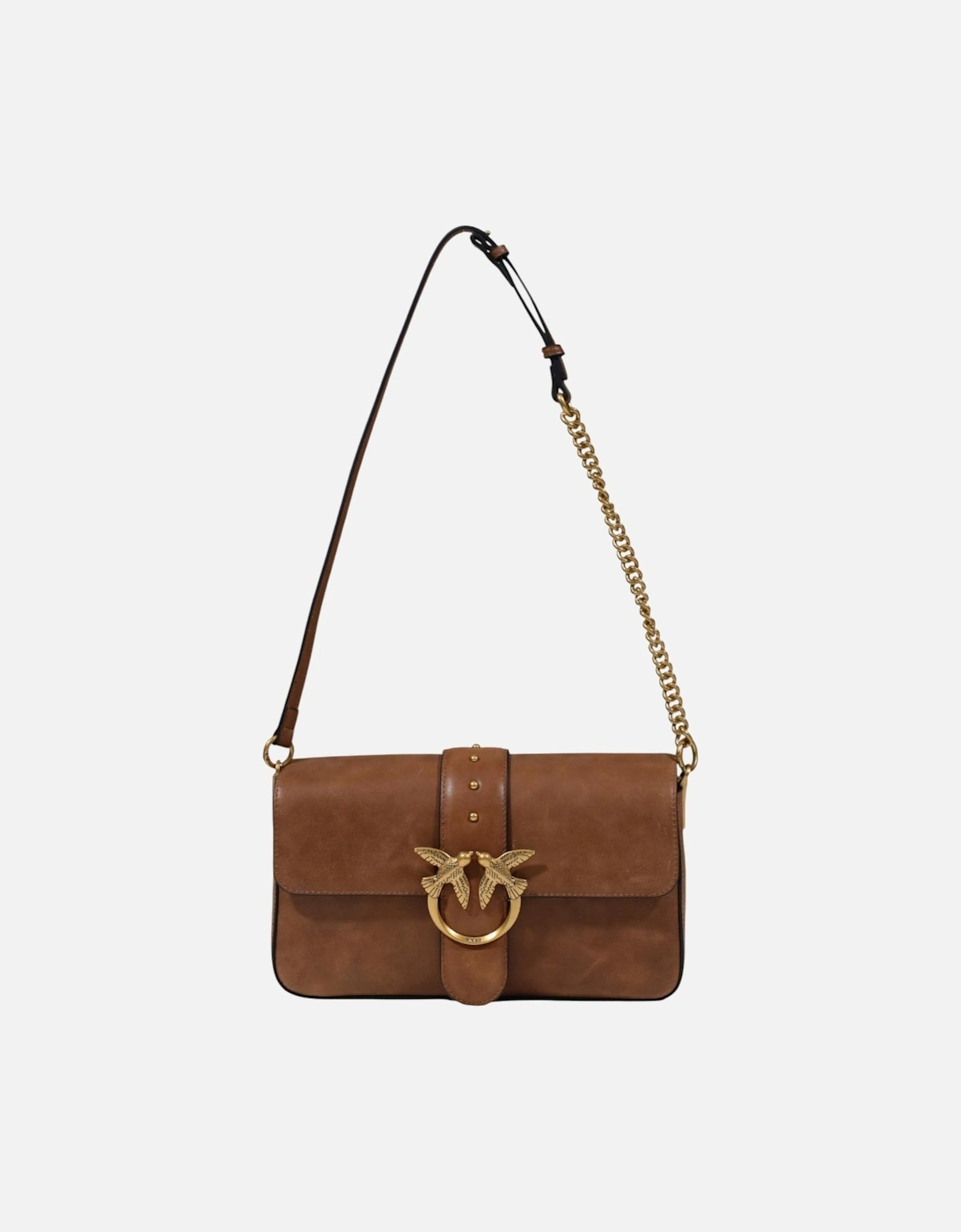 Leather Shoulder Bag with Inside Pockets Women - Brown