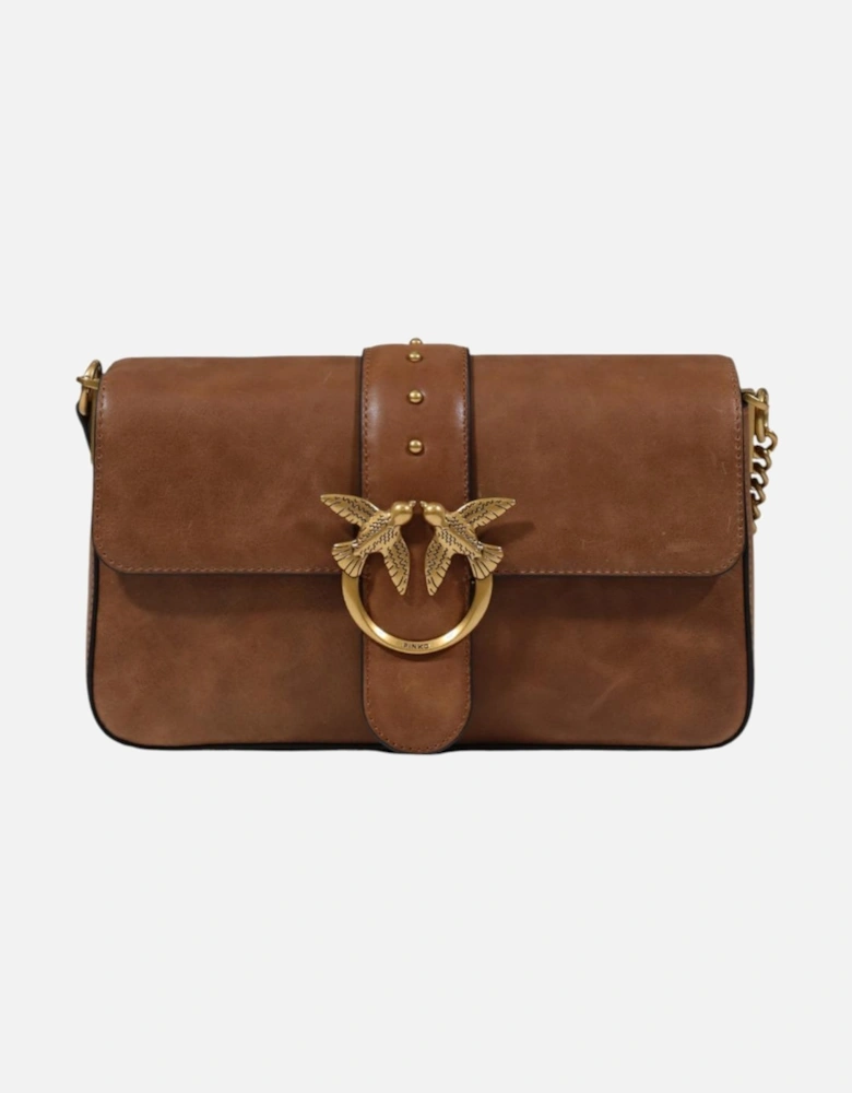 Leather Shoulder Bag with Inside Pockets Women - Brown