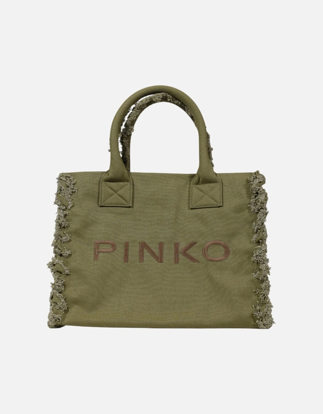 Canvas Tote Bag Frayed Detail Women - Green, 4 of 3