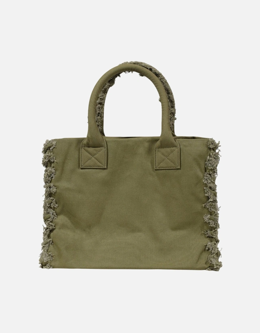 Canvas Tote Bag Frayed Detail Women - Green