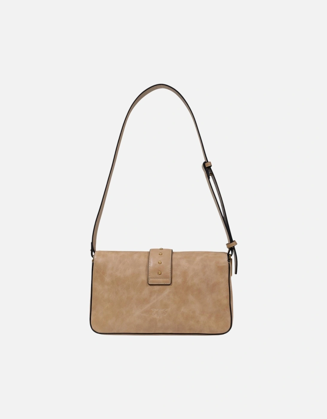 Leather Shoulder Bag with Inside Pockets Women - Beige