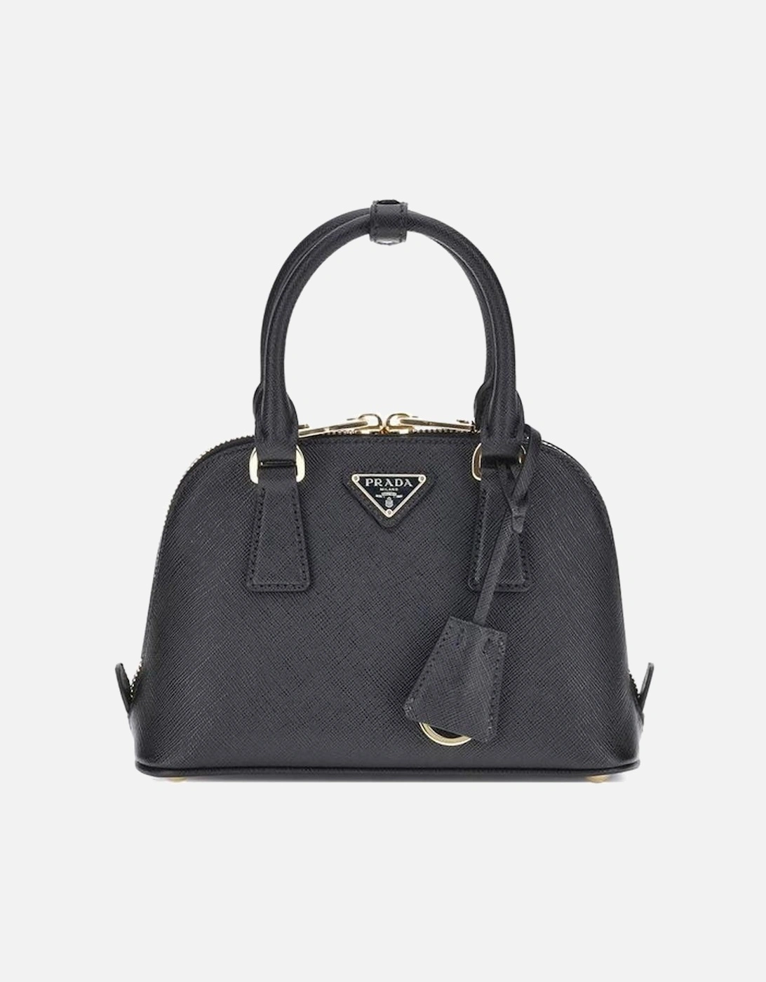 Leather Handbag with Tubular Handles and Top Zip Closure Women - Black, 5 of 4