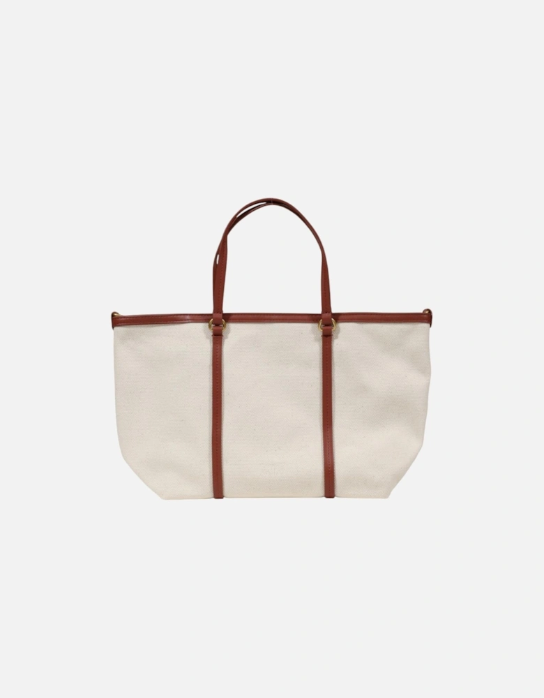 Printed Handbag with Shoulder Strap and Zip Closure Women - Beige Bags