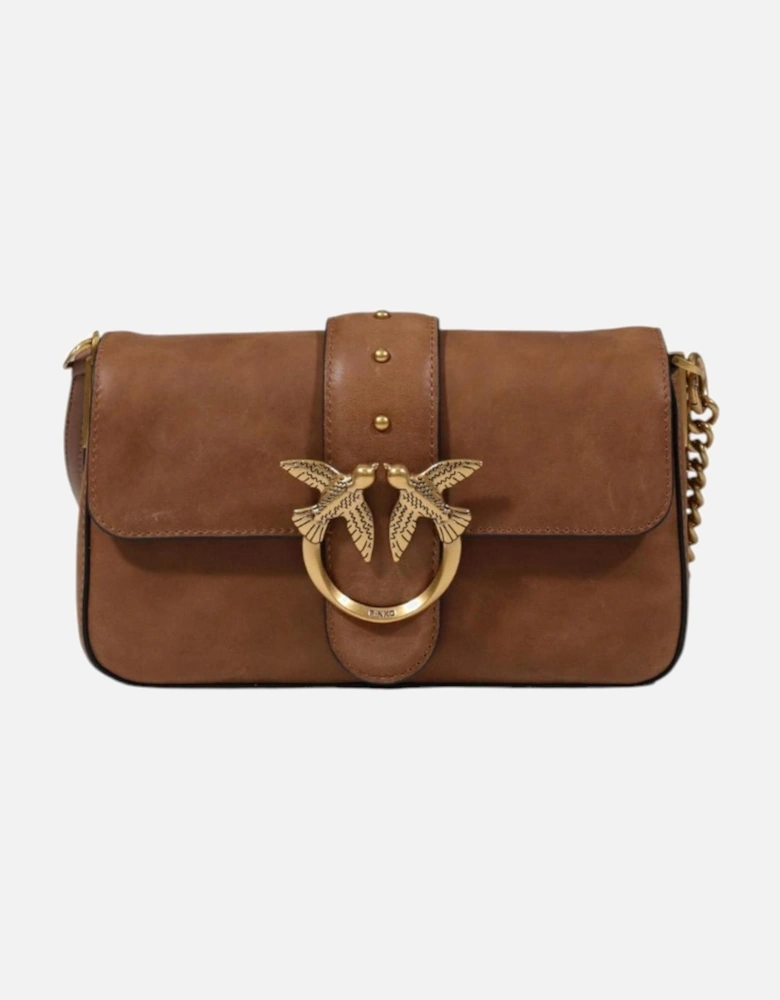 Leather Shoulder Bag with Inside Pockets Women - Brown