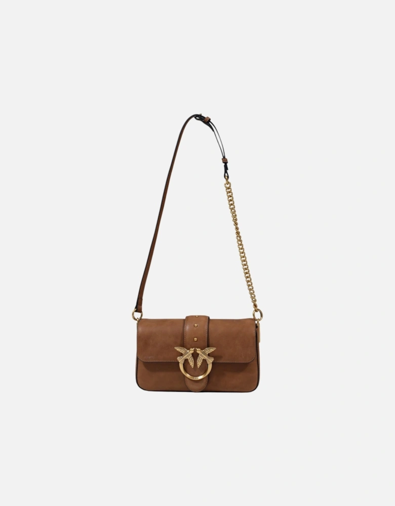 Leather Shoulder Bag with Inside Pockets Women - Brown