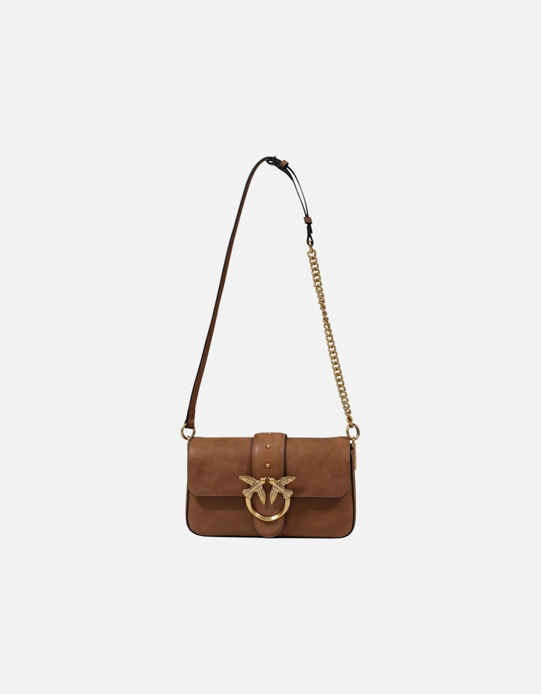 Leather Shoulder Bag with Inside Pockets Women - Brown