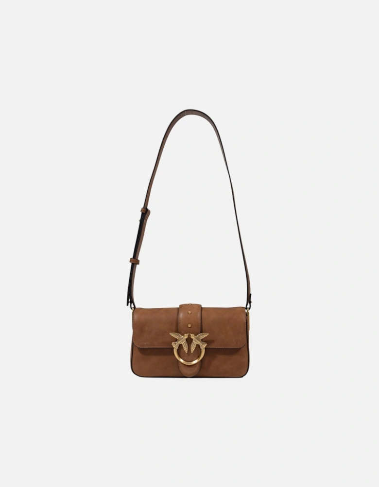 Leather Shoulder Bag with Inside Pockets Women - Brown