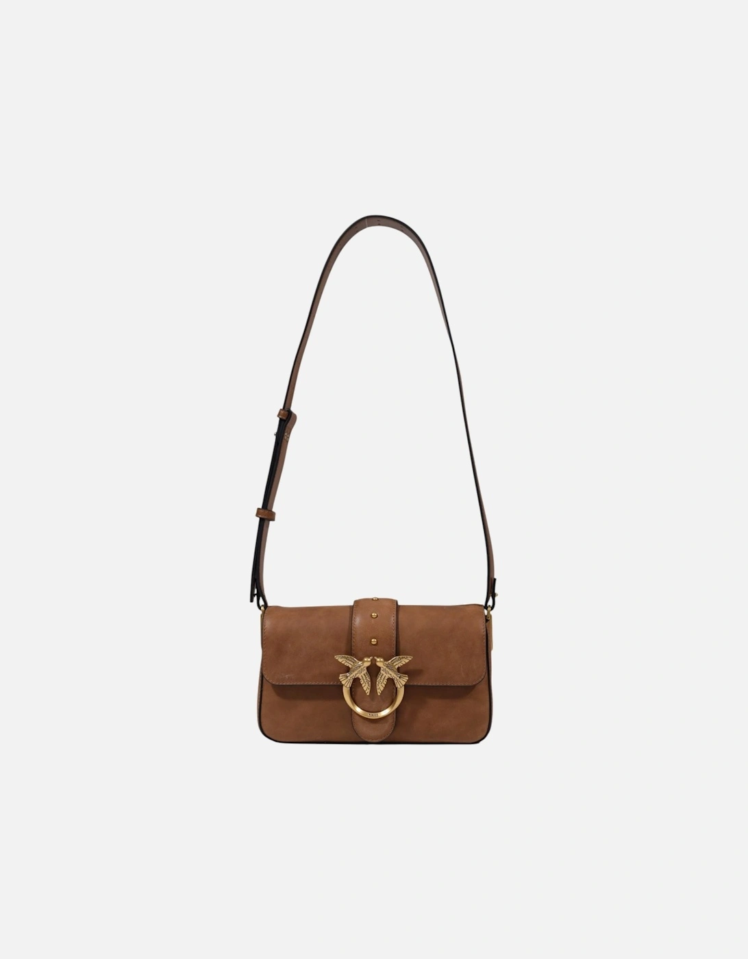 Leather Shoulder Bag with Inside Pockets Women - Brown, 4 of 3