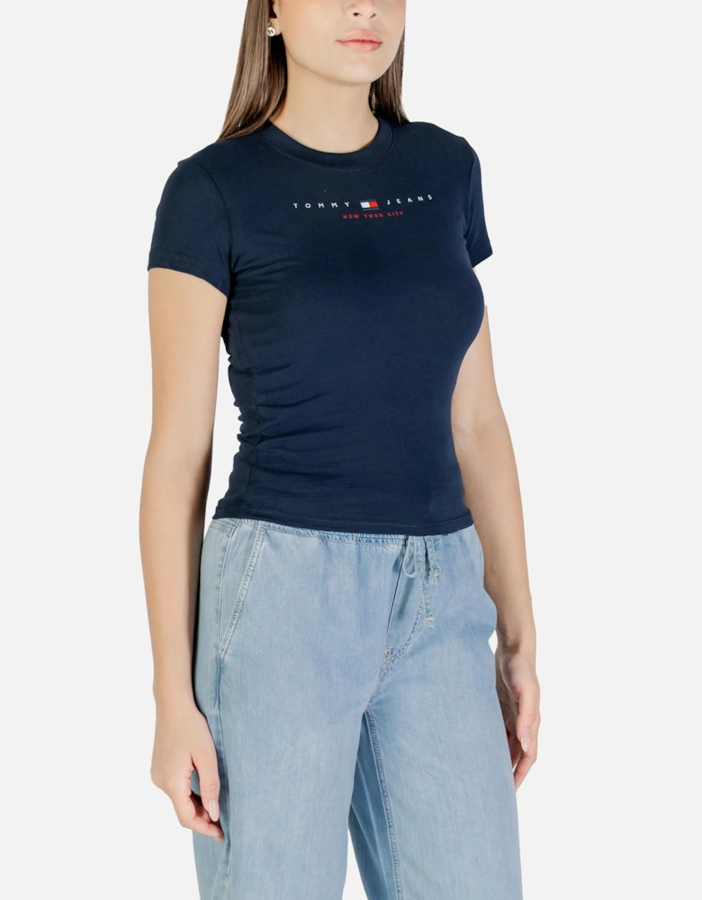 Printed Short Sleeve Cotton T-Shirt Women - Blue Shirts
