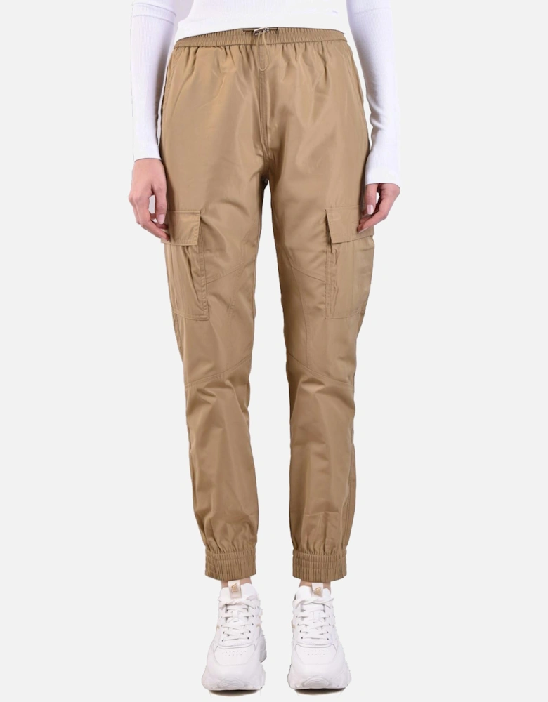 Plain Polyester Trousers with Lace Fastening Women - Mustard