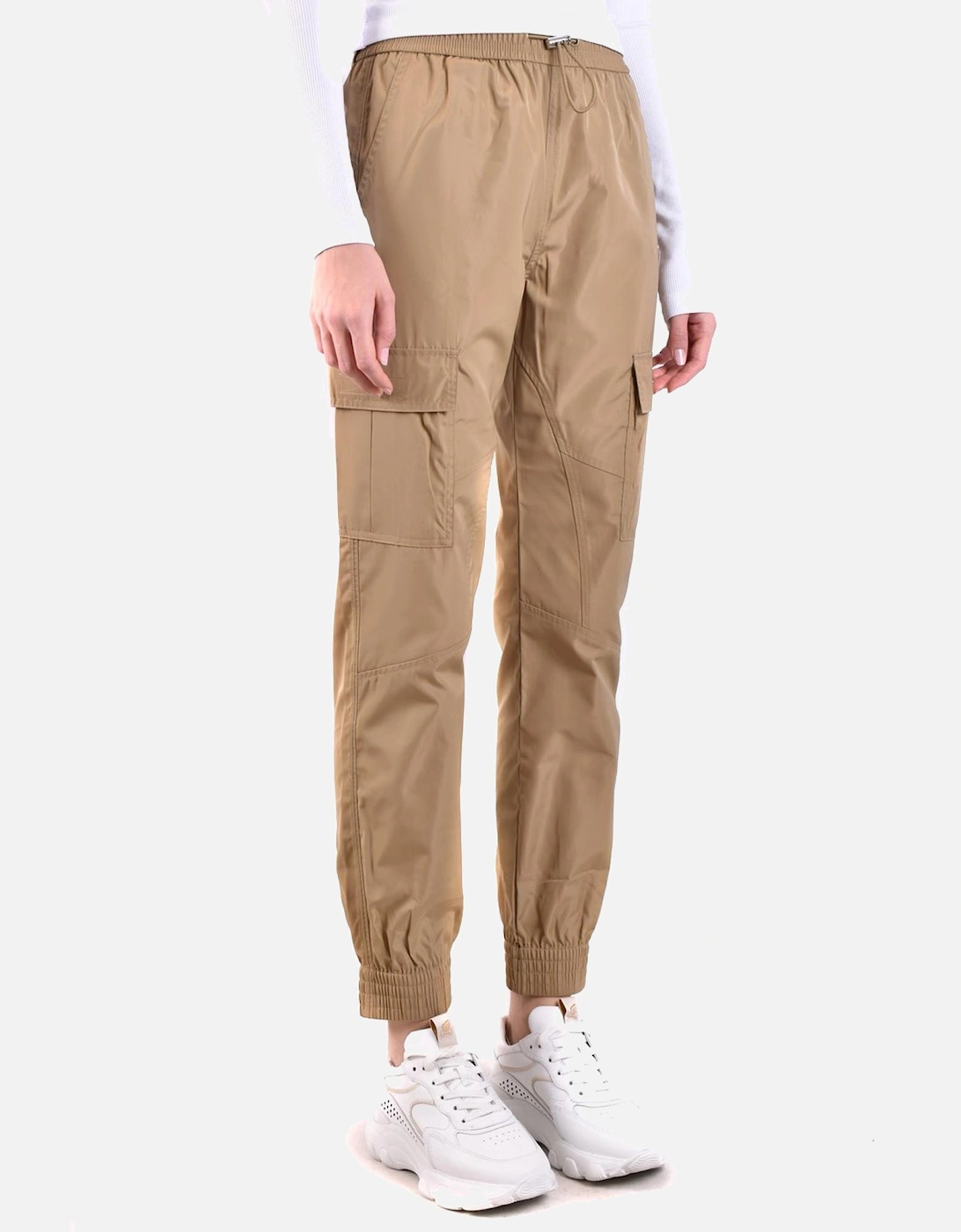 Plain Polyester Trousers with Lace Fastening Women - Mustard