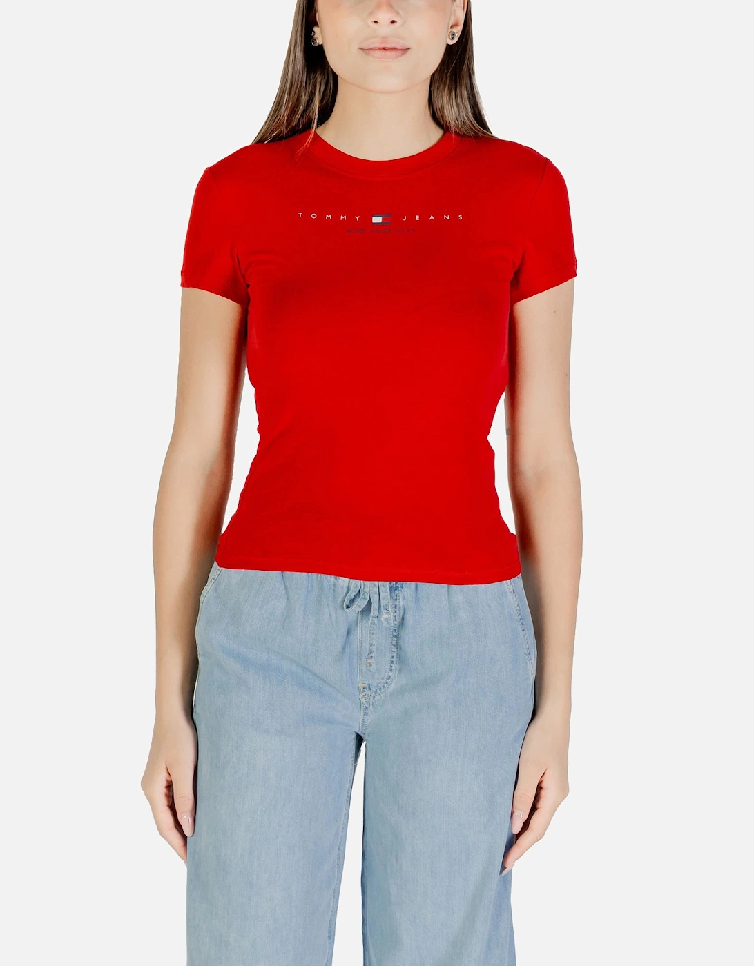 Printed Short Sleeve Round Neck T-Shirt Women - Red Shirts, 4 of 3