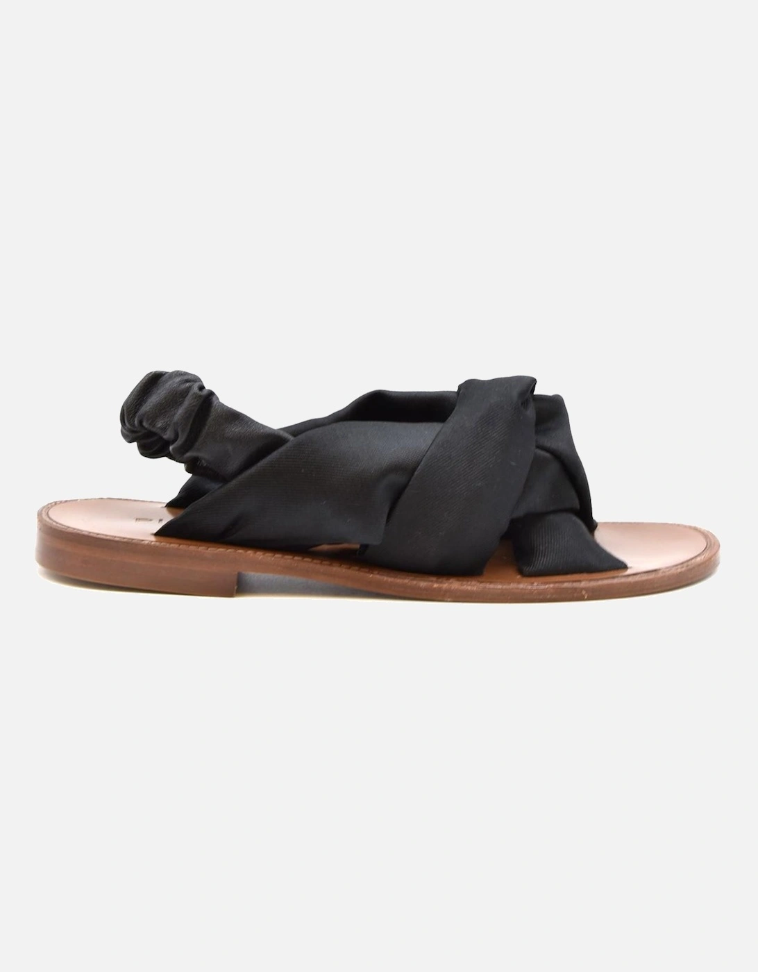 Plain Pattern Leather Lined Synthetic Sole Sandals Women - Black