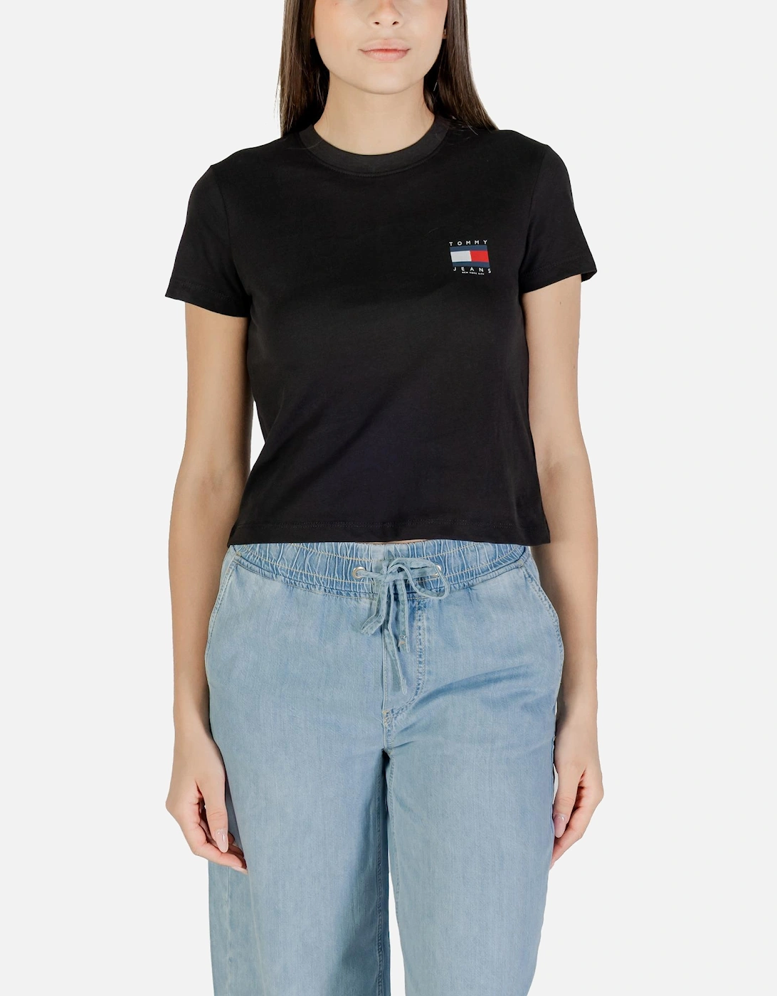 Printed Round Neck Organic Cotton T-Shirt Women - Black Shirts, 4 of 3