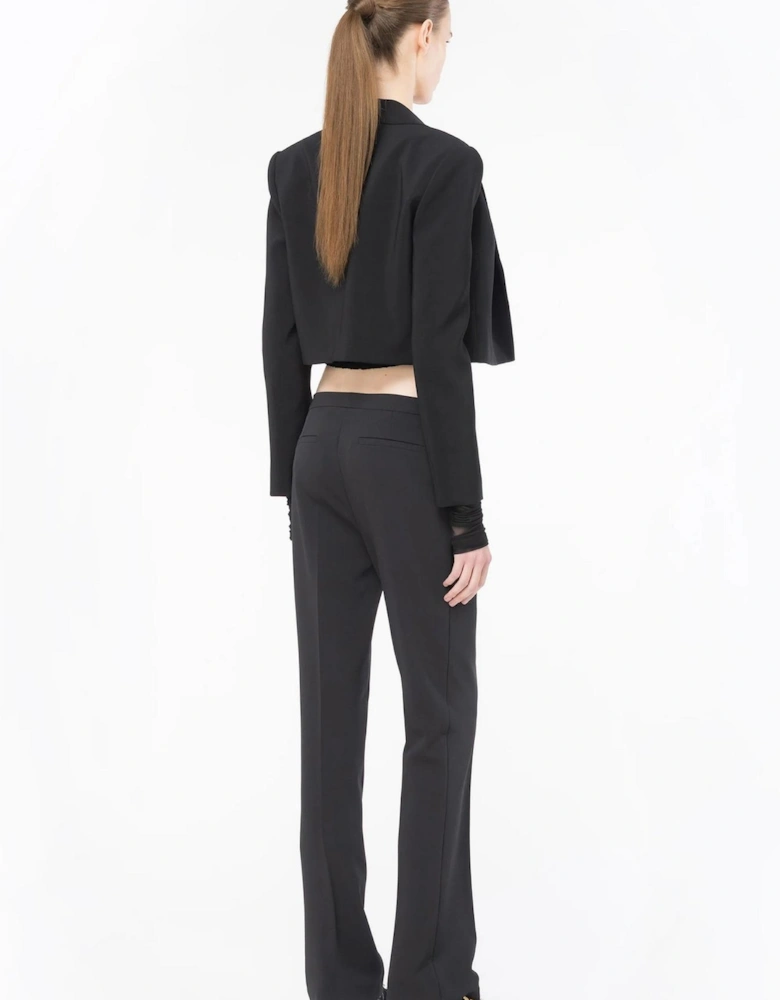 Lapel Collar Long Sleeve Blazer Women - Black