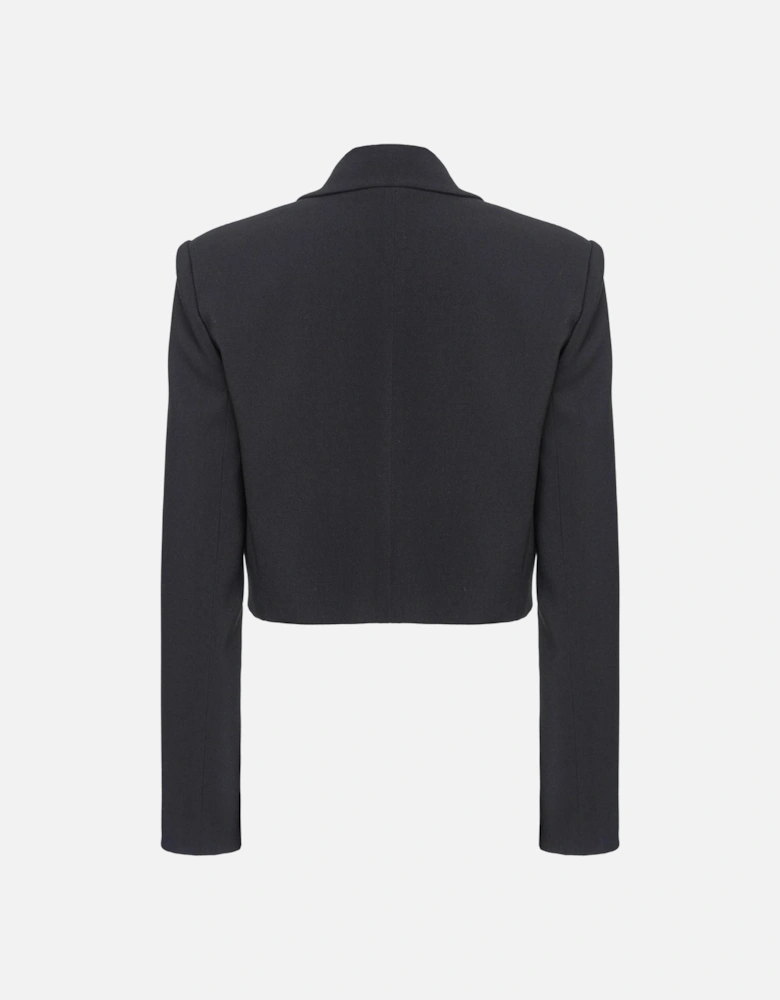 Lapel Collar Long Sleeve Blazer Women - Black