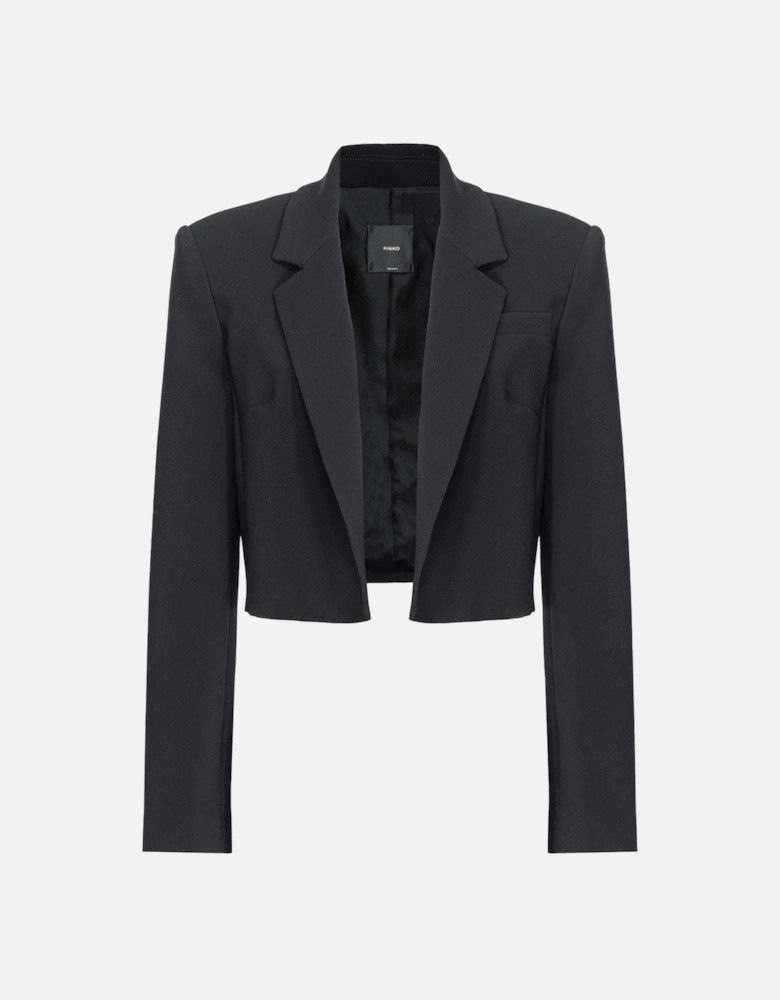 Lapel Collar Long Sleeve Blazer Women - Black