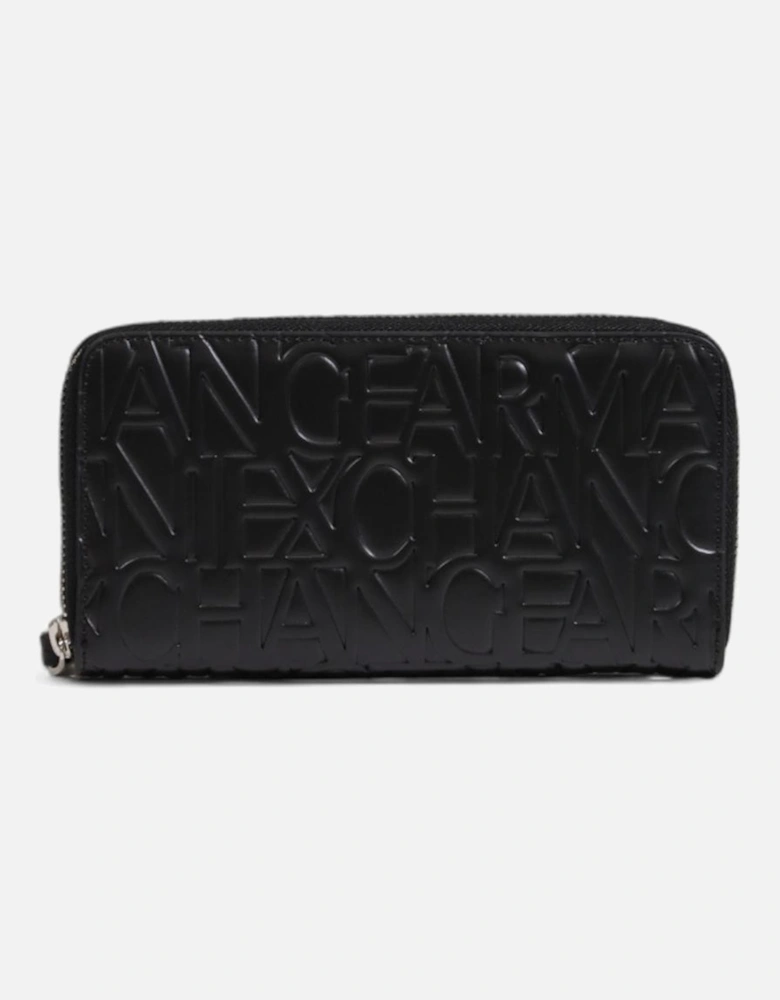 Embossed Logo ZipAround Wallet Women - Black