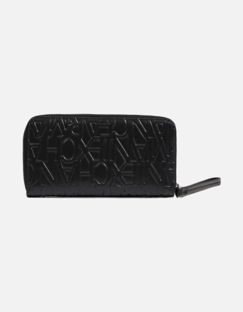 Embossed Logo ZipAround Wallet Women - Black