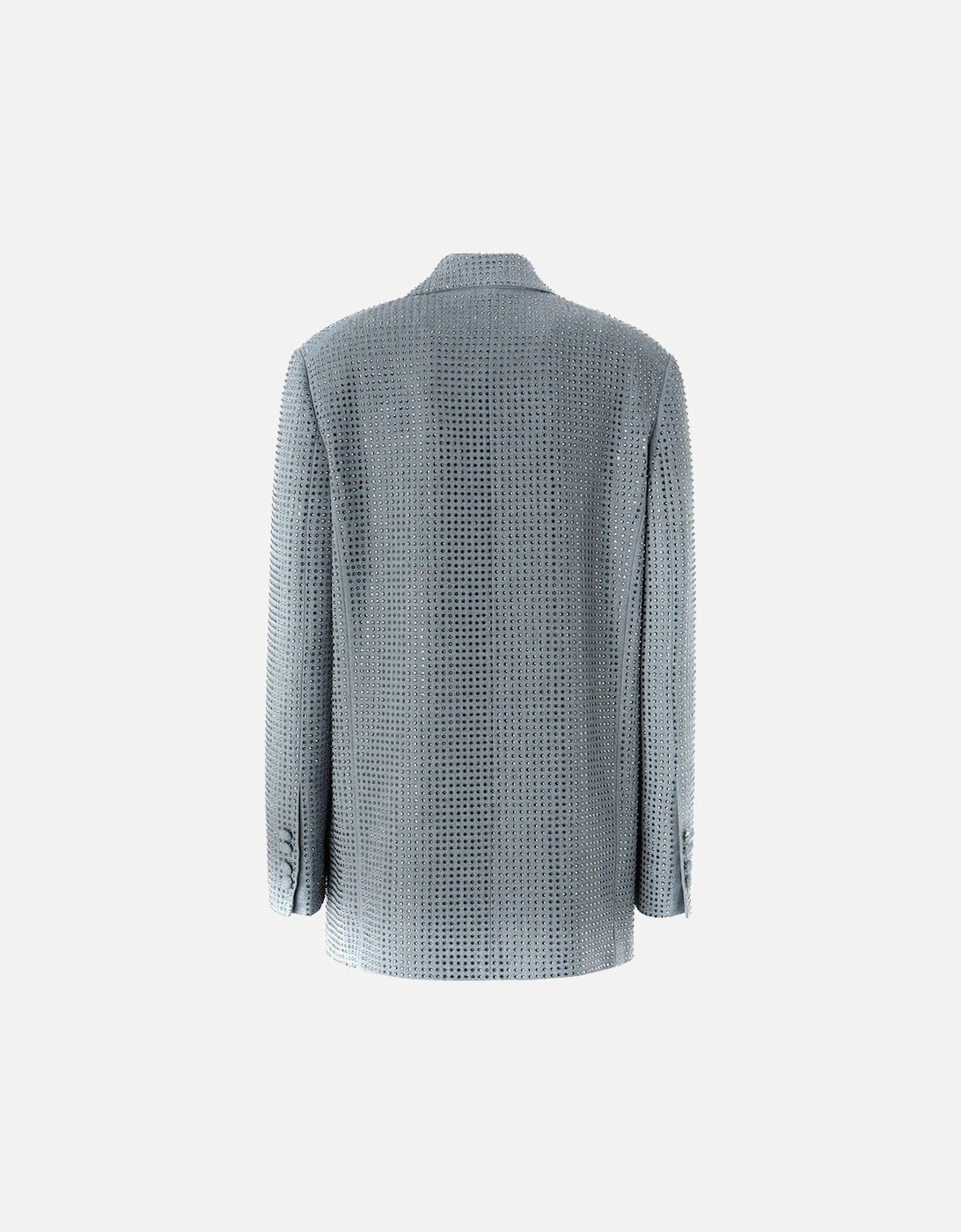Long Sleeve Buttoned Blazer with Front Pockets Women - Light Blue