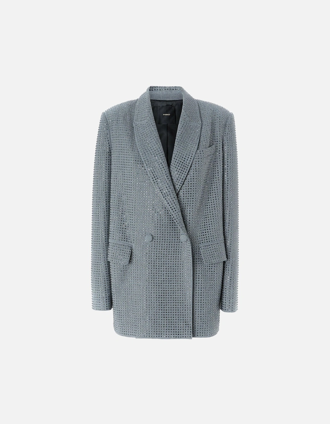Long Sleeve Buttoned Blazer with Front Pockets Women - Light Blue