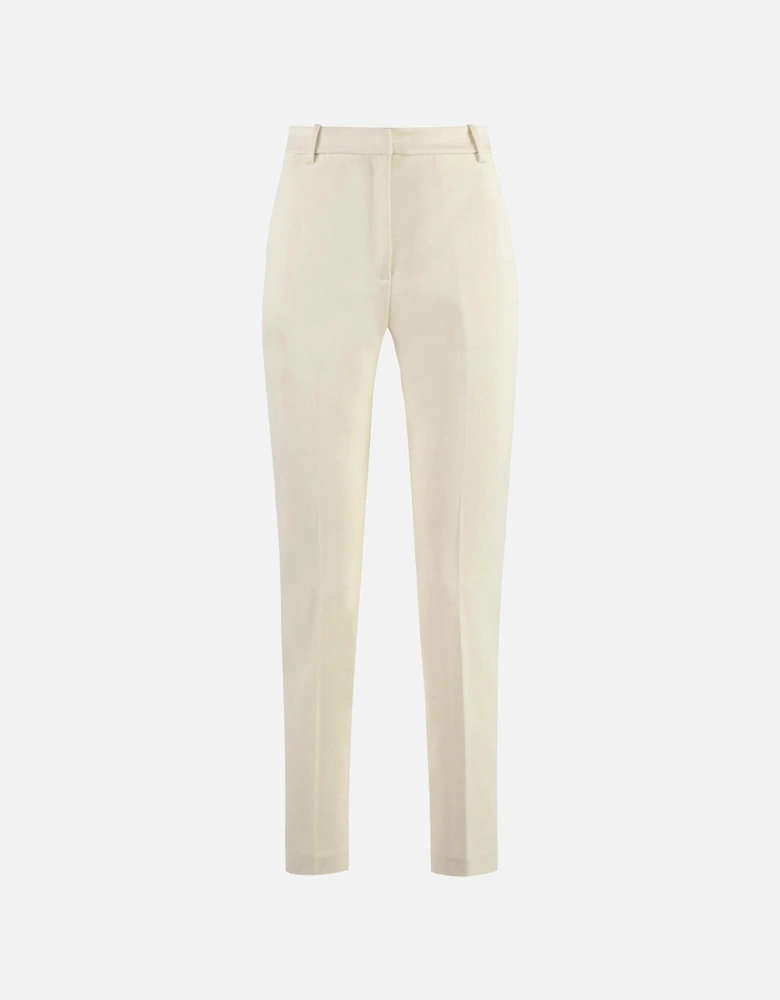 Plain Pattern Zip and Button Trousers Women - Light Blue