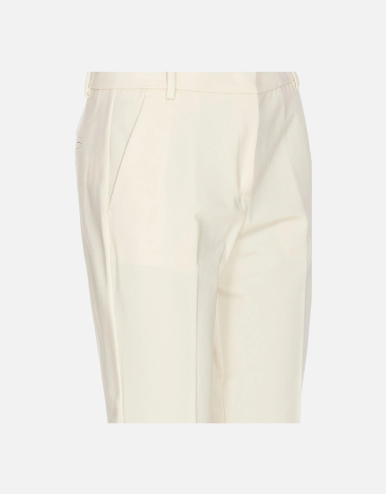 Plain Pattern Zip and Button Trousers Women - Light Blue