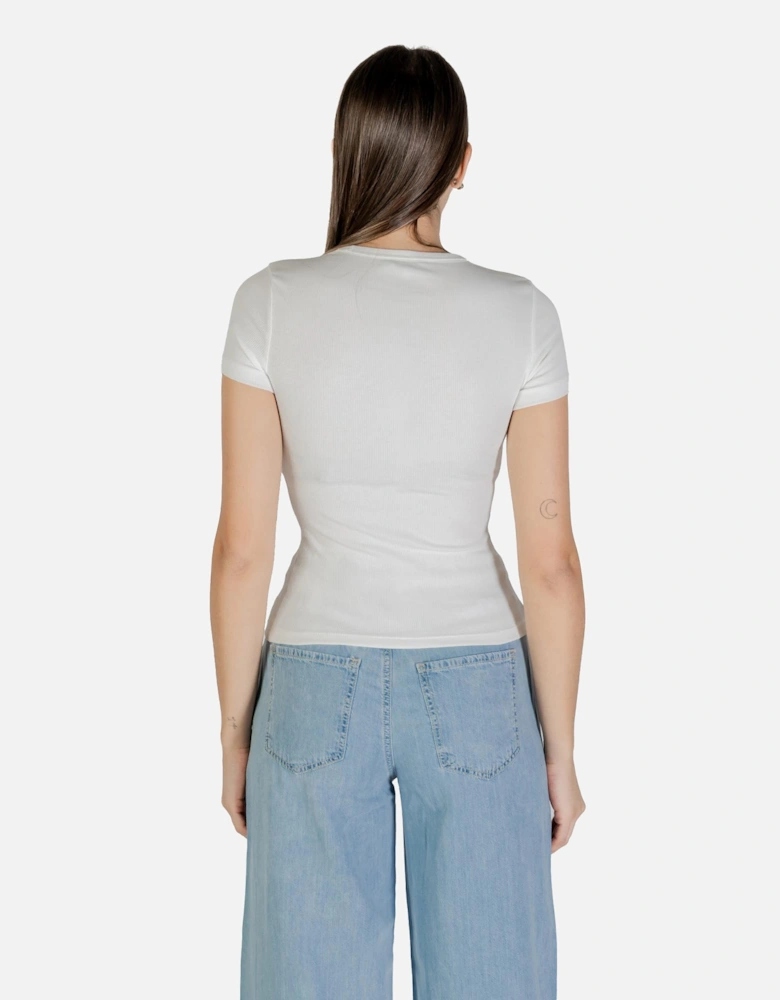 Round Neck Short Sleeve T-shirt Women - Beige Shirts
