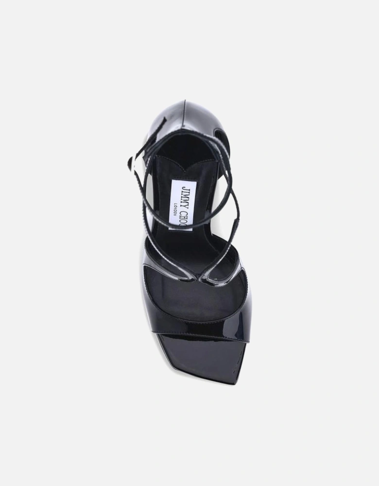 Azia Patent Leather Crossed Strap Sandals Women - Black