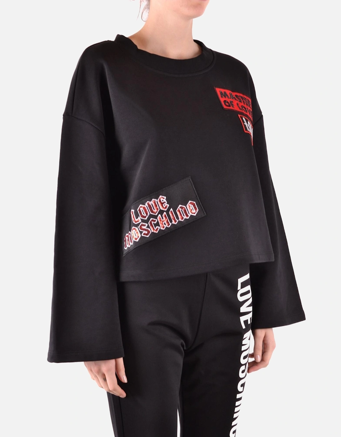 Printed Cotton Sweatshirt with Round Neck Women - Black