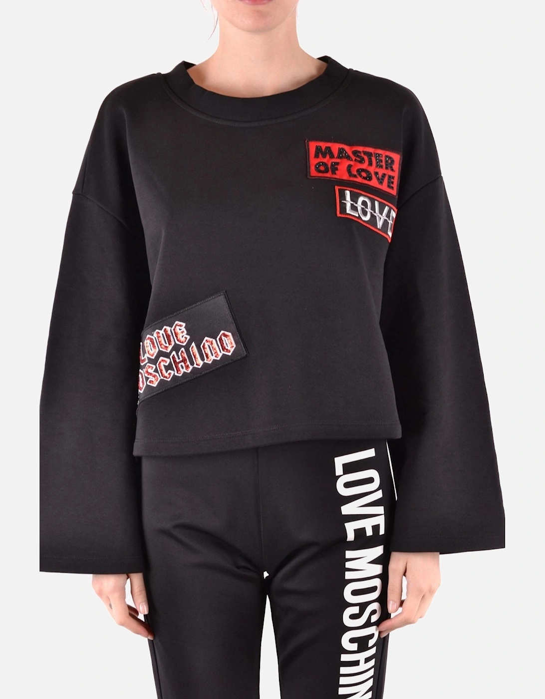 Printed Cotton Sweatshirt with Round Neck Women - Black, 4 of 3