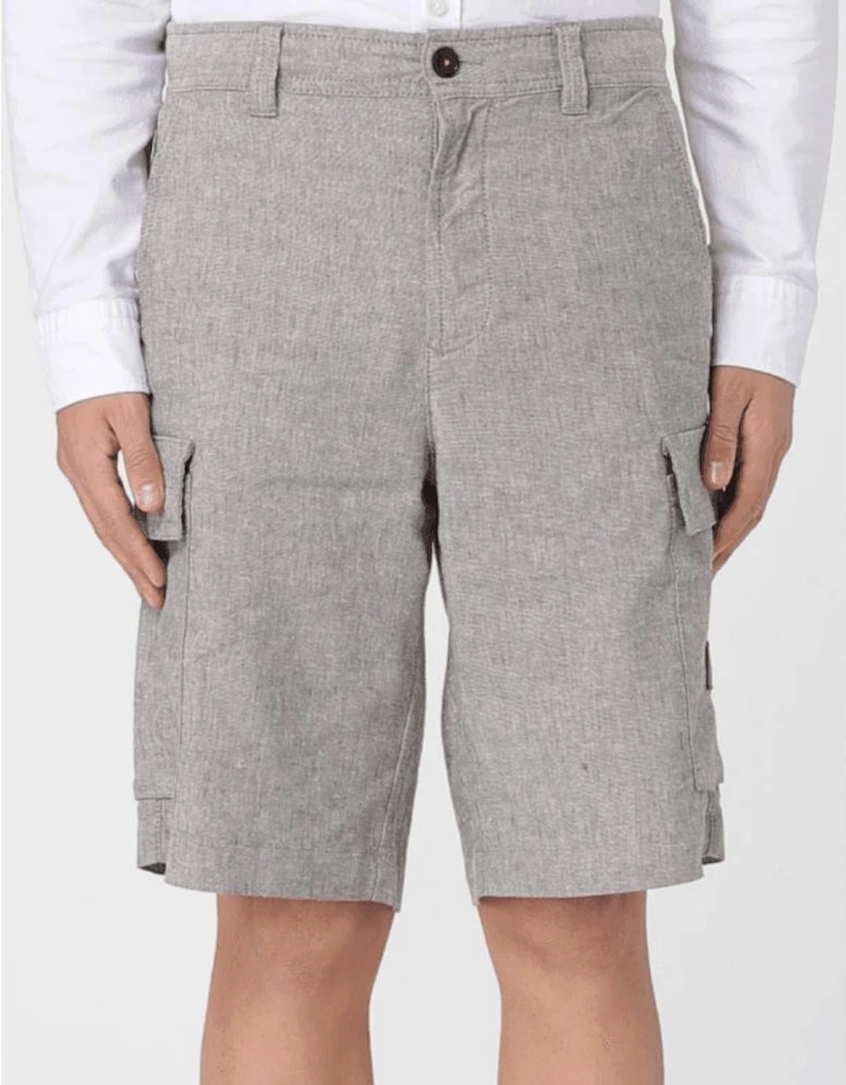 Sisla-9 Patch Logo Linen Grey Cargo Shorts