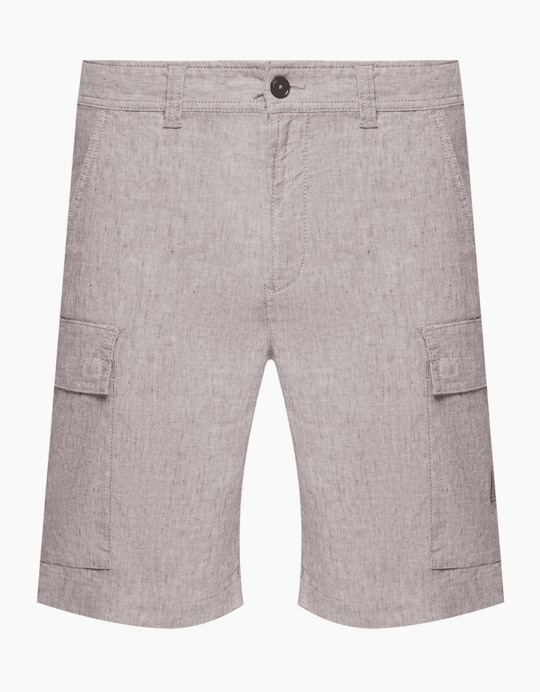 Hugo Boss Men's Grey Sisla-9 Patch Logo Linen Cargo Shorts