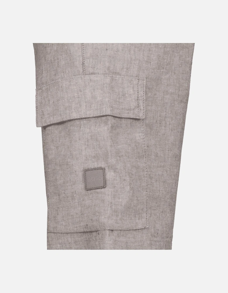 Sisla-9 Patch Logo Linen Grey Cargo Shorts
