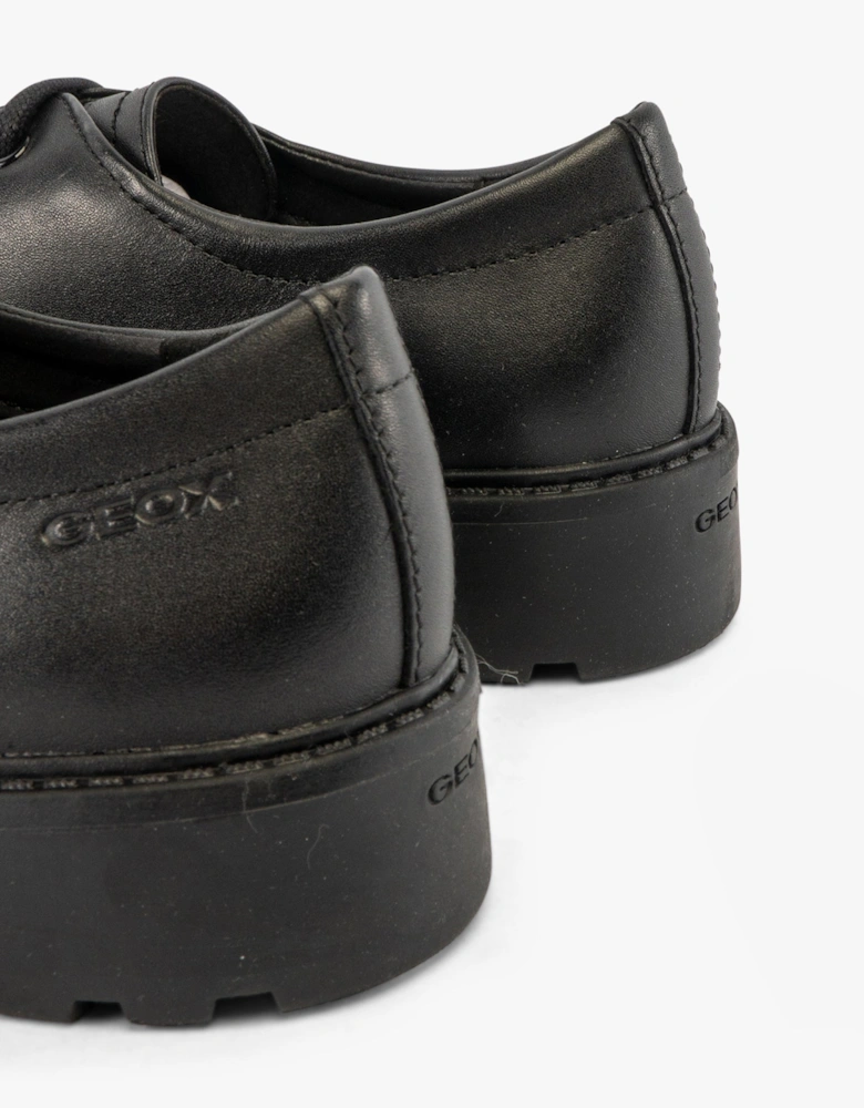 CASEY G C Girls Leather Lace Up School Shoes Black