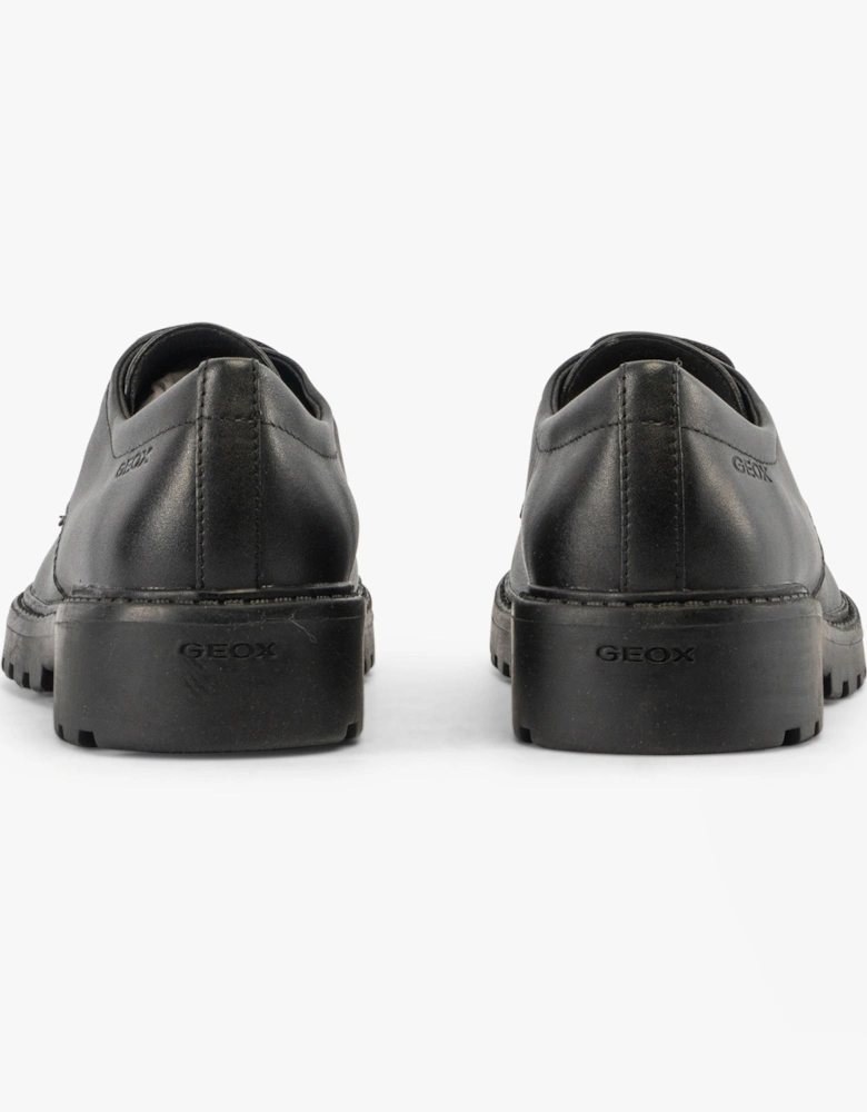 CASEY G C Girls Leather Lace Up School Shoes Black