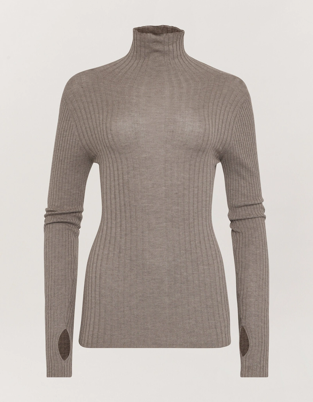 Selene Rib Funnel Neck in Brown Marl