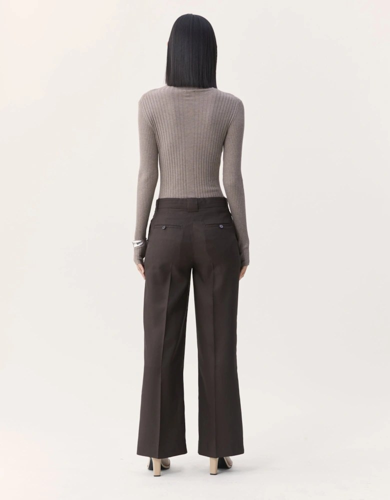 Selene Rib Funnel Neck in Brown Marl