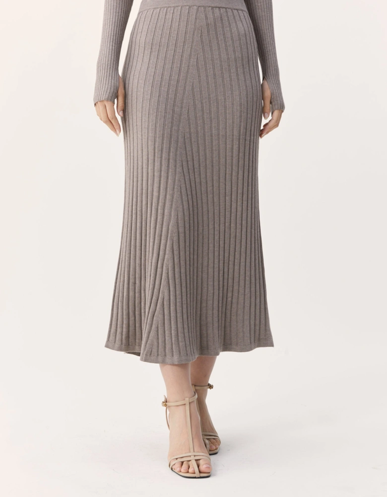Maia Rib Skirt in Brown Marl