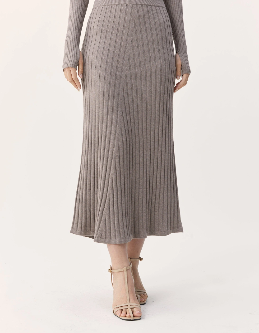 Maia Rib Skirt in Brown Marl