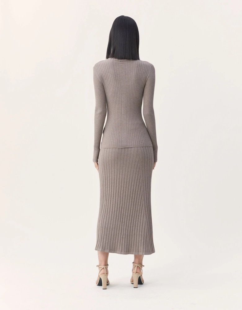 Maia Rib Skirt in Brown Marl