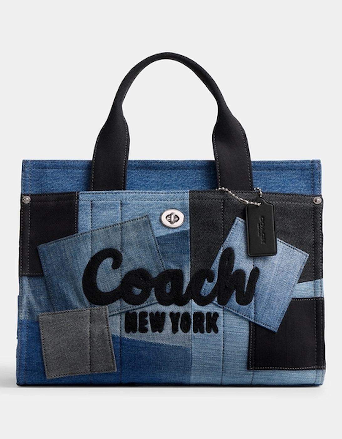 Women's Patchwork Denim Cargo Tote - Denim Multi, 2 of 1